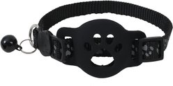 NonoPets Reflective AirTag Case GPS Cat Collar with Safety Buckle & Bell, 12.6-in neck, 1/2-in wide, Black