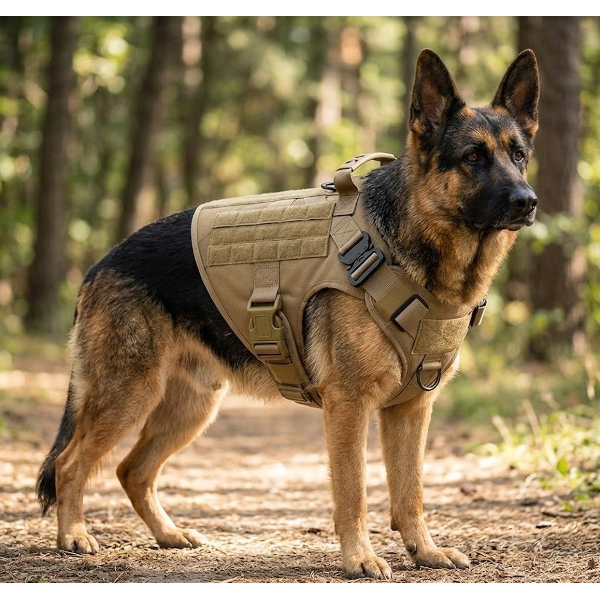 NonoPets Versatile Tactical Front Clip Dog & Cat Vest Harness with Easy-Control Handle, Brown, Medium: 14.2 to 17.3-in chest