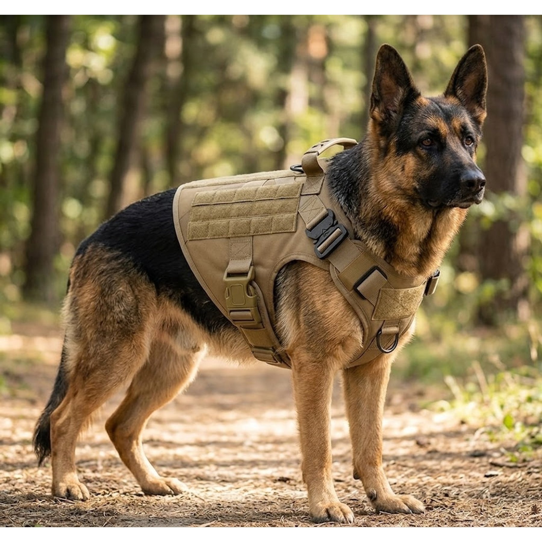 NonoPets Versatile Tactical Front Clip Dog & Cat Vest Harness with Easy-Control Handle, Brown, Large: 30 to 40-in chest