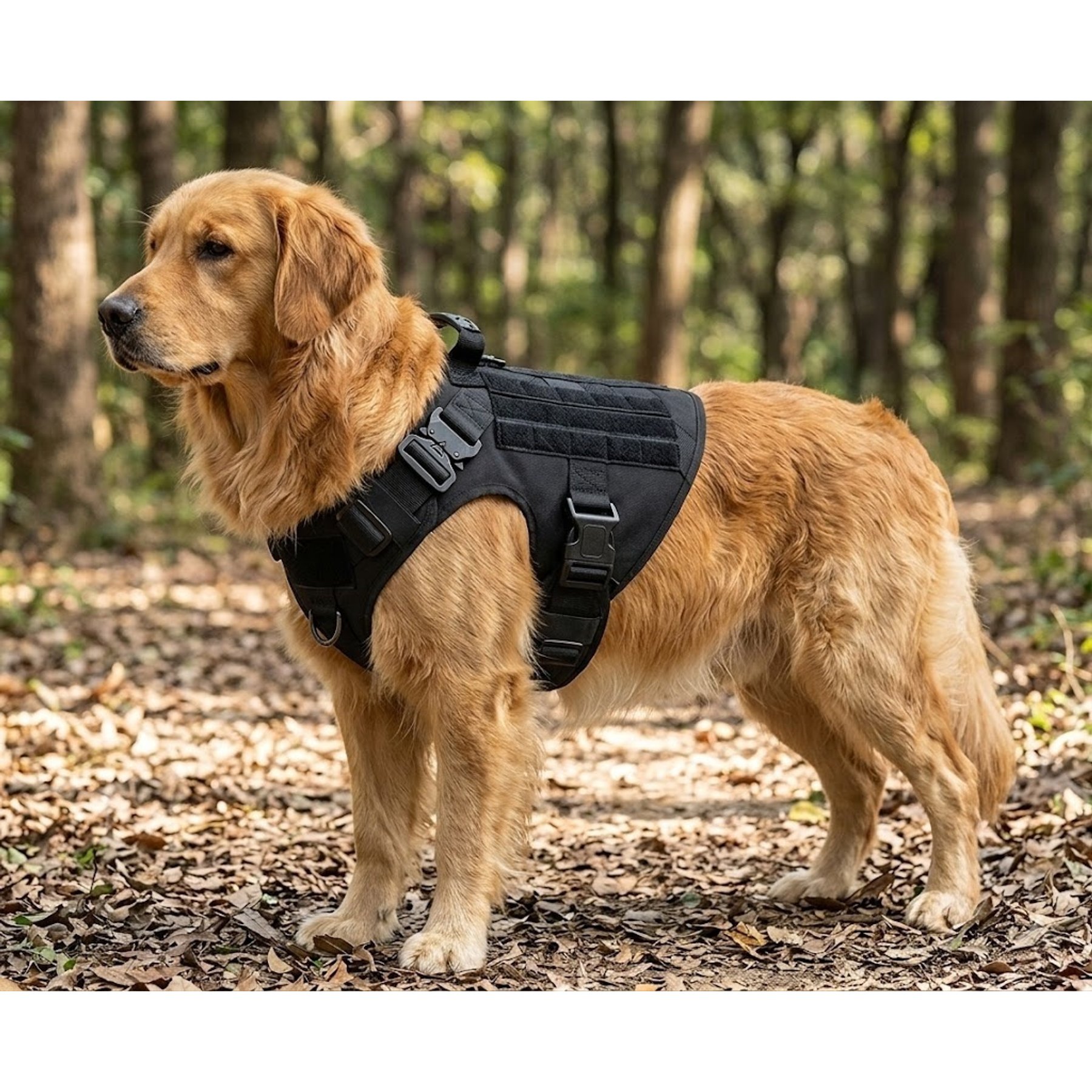 NonoPets Versatile Tactical Front Clip Dog & Cat Vest Harness with Easy-Control Handle, Black, Medium: 14.2 to 17.3-in chest