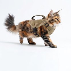 NonoPets Tailored Tactical Mesh Front Clip Dog & Cat Vest Harness with Control Handle, Beige, Medium: 14.2 to 17.3-in chest