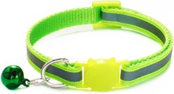 NonoPets Embroidered Floral Dog & Cat Collar with Safety Buckle & Bell, 12.6-in neck, 1/2-in wide, Green