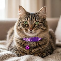 NonoPets Reflective Paw Print Cat Collar with Safety Breakaway Buckle & Bell, 12.6-in neck, 1/2-in wide, Purple slide 2 of 2