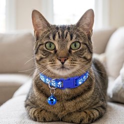 NonoPets Reflective Paw Print Cat Collar with Safety Breakaway Buckle & Bell, 12.6-in neck, 1/2-in wide, Dark Blue slide 2 of 2