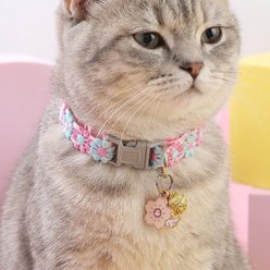 NonoPets Embroidered Floral Dog & Cat Collar with Safety Buckle & Bell, 11.8-in neck, 1/2-in wide slide 2 of 2