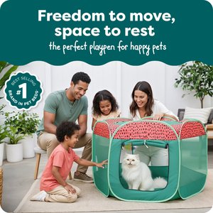 FurHaven Soft-Sided Dog & Cat Playpen, Red & Green, Large