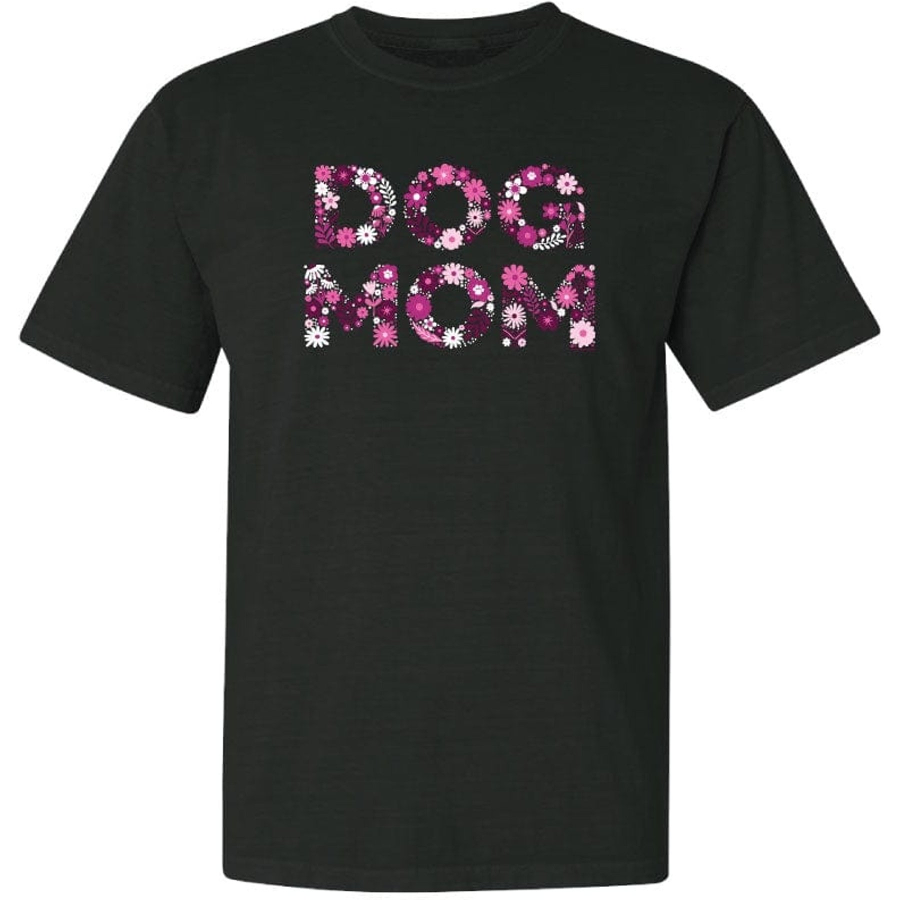 Teddy the Dog Dog Mom Flowers Classic Tee, Black, X-Large