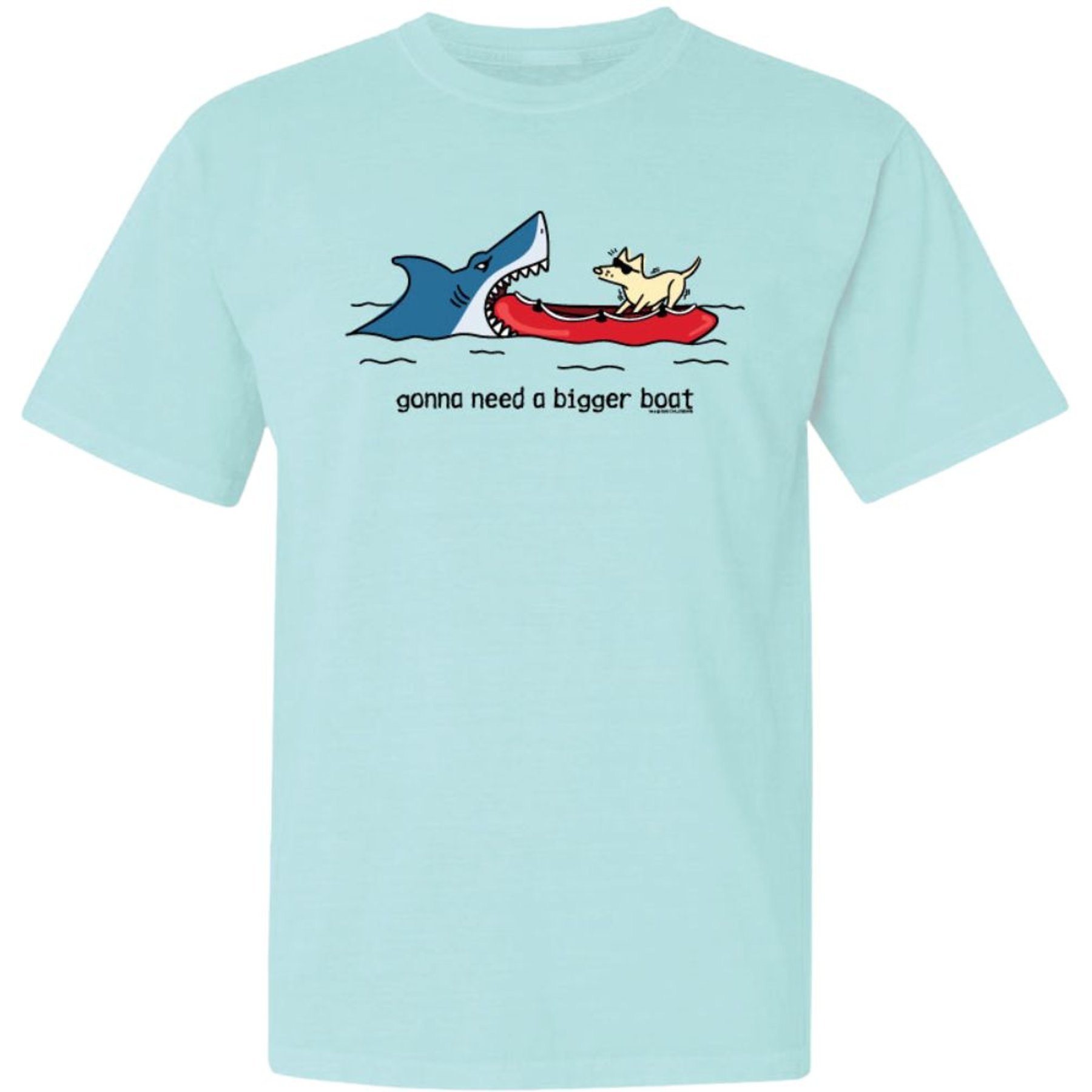 Teddy the Dog Gonna Need a Bigger Boat Classic Tee, Sky Blue, Large