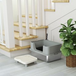 PawHut Stainless Steel Metal High Sides Pan Cat Litter Box with Scoop, Gray, X-Large: 23.7 x 15.8 x 11.6-in slide 2 of 9