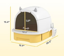 PawHut Covered Kitty Carbon Filter for Odor Control Pan Cat Litter Box with Lid & Scoop, Yellow, 15.9 x 20.5 x 15.4-in slide 2 of 9