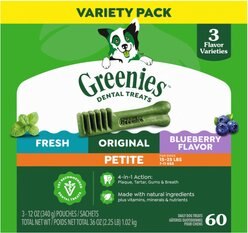 Greenies Variety Pack Natural Petite Dental Dog Treats, 60 count