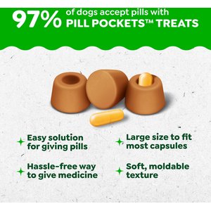 Greenies Pill Pockets Canine Real Peanut Butter Flavor Natural Dog Treats, Capsule Size, 30 count