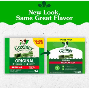 Greenies Regular Natural Original Chicken Flavor Dental Dog Treats, 36 count