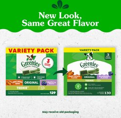Greenies Natural Dental Care Teenie Size Sweet Potato Original Chicken & Blueberry Dental Dog Treats, 129 count slide 2 of 9