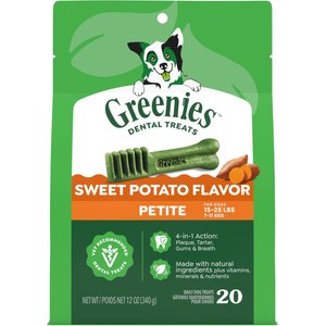 Greenies Petite Sweet Potato Natural Dental Dog Treats, 20 count