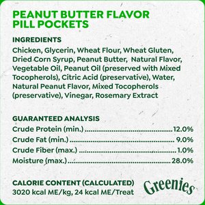 Greenies Pill Pockets Canine Real Peanut Butter Flavor Natural Dog Treats, Capsule Size, 60 count