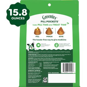 Greenies Pill Pockets Canine Real Peanut Butter Flavor Natural Dog Treats, Capsule Size, 60 count