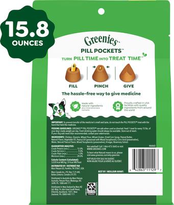 Show full view: Greenies Pill Pockets Canine Real Peanut Butter Flavor Natural Dog Treats, Capsule Size, 60 count slide 4 of 11