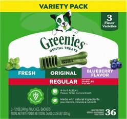 Greenies Variety Pack Natural Regular Dental Dog Treats, 36 count
