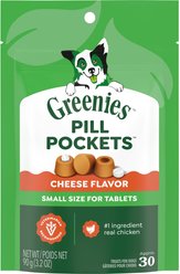 Greenies Pill Pockets Cheese Flavor Natural Dog Treats, Tablet Size, 30 count
