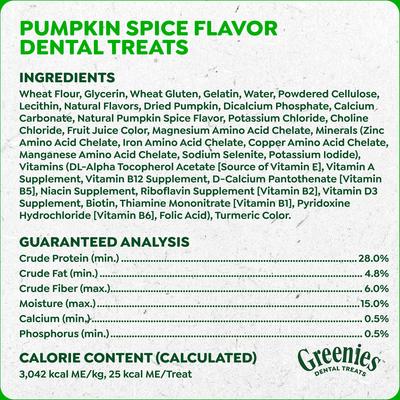 Show full view: Greenies Pumpkin Spice Flavor Dental Dog Treats, Teenie, 43 count slide 7 of 10