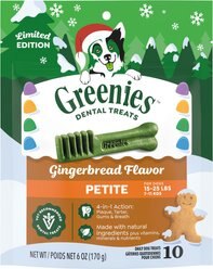 Greenies Petite Gingerbread Flavor Dental Dog Treats, 10 count