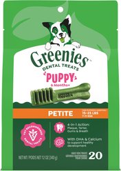 Greenies Natural Petite Puppy Dental Dog Treats, 20 count