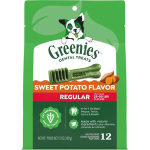 Greenies Regular Sweet Potato Natural Dental Dog Treats, 12 count