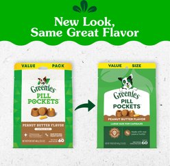 Greenies Pill Pockets Canine Real Peanut Butter Flavor Natural Dog Treats, Capsule Size, 60 count slide 2 of 9