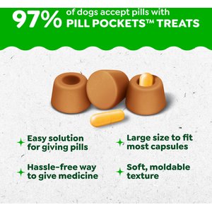 Greenies Pill Pockets Canine Real Peanut Butter Flavor Natural Dog Treats, Capsule Size, 60 count