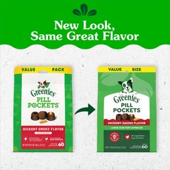 Greenies Pill Pockets Canine Hickory Smoke Flavor Natural Dog Treats, Capsule Size, 60 count slide 2 of 9