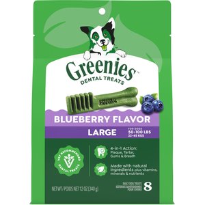 Greenies Blueberry Large Dental Dog Treats, 8 count