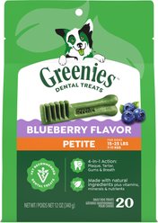Greenies Blueberry Petite Dental Dog Treats, 20 count