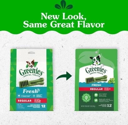 Show full view: Greenies Regular Natural Fresh Mint Dental Dog Treats, 12 count slide 3 of 11