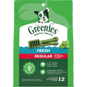Greenies Regular Natural Fresh Mint Dental Dog Treats, 12 count