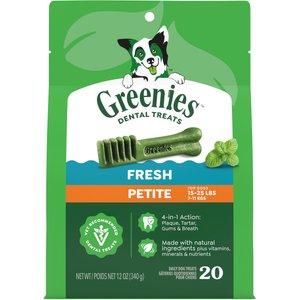 Greenies Petite Natural Fresh Mint Dental Dog Treats, 20 count