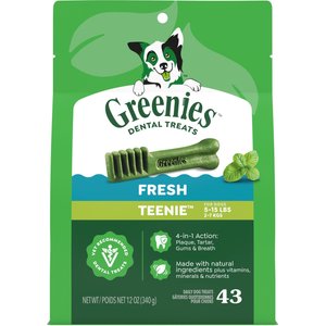 Greenies Natural Fresh Mint Teenie Dental Dog Treats, 43 count