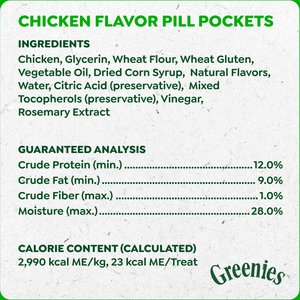 Greenies Pill Pockets Canine Chicken Flavor Natural Dog Treats, Capsule Size, 60 count