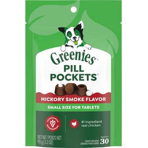 Greenies Pill Pockets Canine Hickory Smoke Flavor Natural Dog Treats, Tablet Size, 30 count