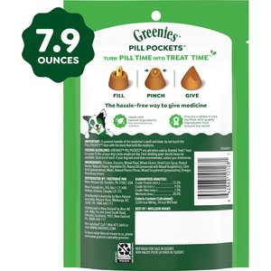 Greenies Pill Pockets Canine Real Peanut Butter Flavor Natural Dog Treats, Capsule Size, 30 count