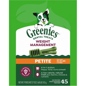Greenies Weight Management Petite Natural Dental Dog Treats, 45 count