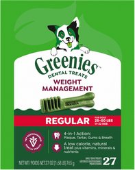 Greenies Weight Management Regular Natural Dental Dog Treats, 27 count