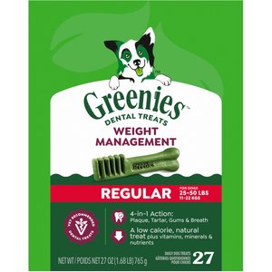 Greenies Weight Management Regular Natural Dental Dog Treats, 27 count