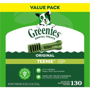 Greenies Teenie Natural Original Chicken Flavor Dental Dog Treats, 130 count
