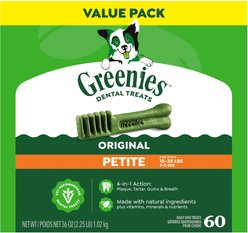 Greenies Petite Natural Original Chicken Flavor Dental Dog Treats, 60 count