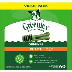 Greenies Petite Natural Original Chicken Flavor Dental Dog Treats, 60 count