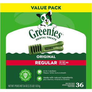 Greenies Regular Natural Original Chicken Flavor Dental Dog Treats, 36 count