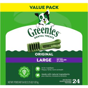 Greenies Large Natural Original Chicken Flavor Dental Dog Treats, 24 count