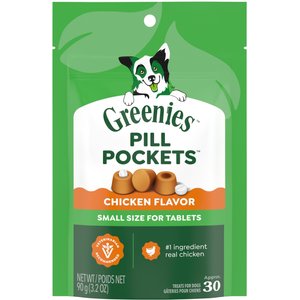 Greenies Pill Pockets Canine Chicken Flavor Natural Dog Treats, Tablet Size, 30 count