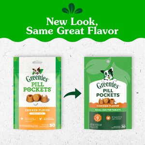 Greenies Pill Pockets Canine Chicken Flavor Natural Dog Treats, Tablet Size, 30 count
